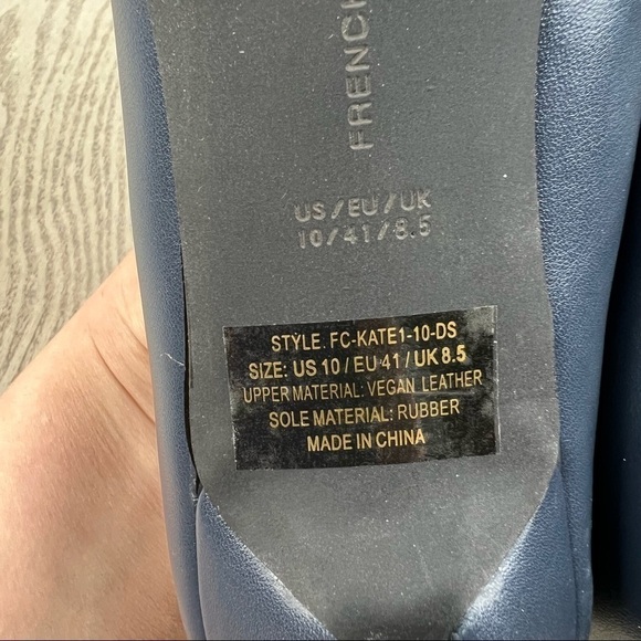 French Connection Kate Classic Pointy Toe Stiletto Pump 10 Navy Faux Leather $98 - Picture 9 of 9